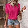 Summer Vacation Fashion Hollow Short-Sleeve Women's Shirt