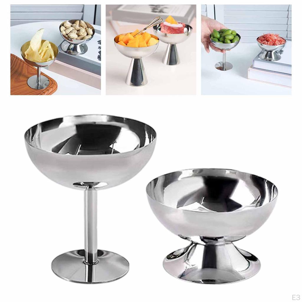Bowl By of Stainless Steel Dessert Round Foot Cocktail for Cereal