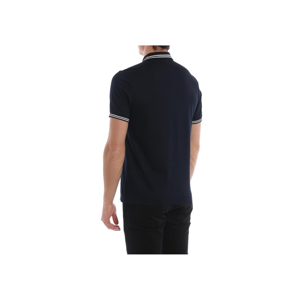 Emporio Armani Blended Short Sleeve Polo Shirt Men Tops Navy-Blue 3G1FL0-1JBQZ-0920