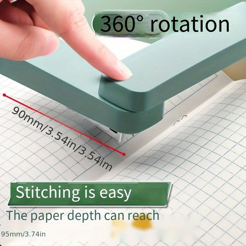 Rotating Stapler, Mechanical Desktop Stapler, Foldable Design, ABS Plastic, Flat Crown Shape, Labor-saving and Multifunctional