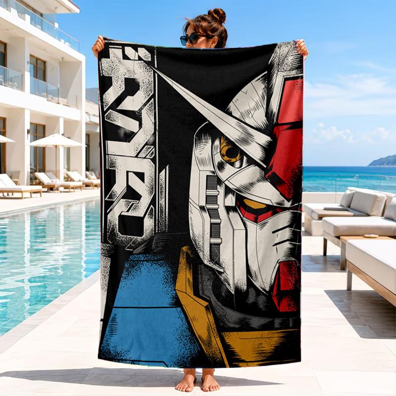 Robotic Warrior Design Beach Towel, Microfiber Beach Towel, Perfect For Pool, Beach, Travel, Home Decor Beach Party Fan gifts