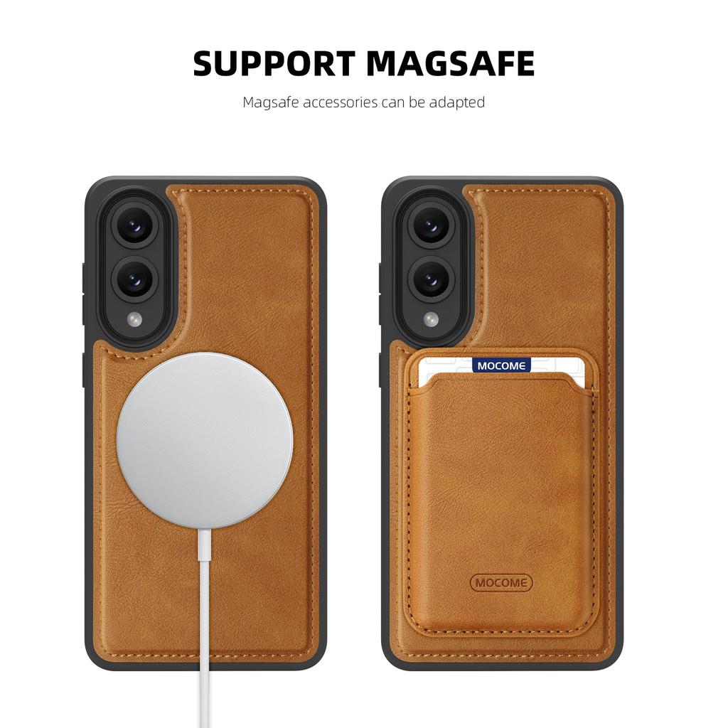 For Samsung Galaxy S25 Edge Magnetic Case with Detachable Card Holder TPU+PU Leather Phone Back Cover