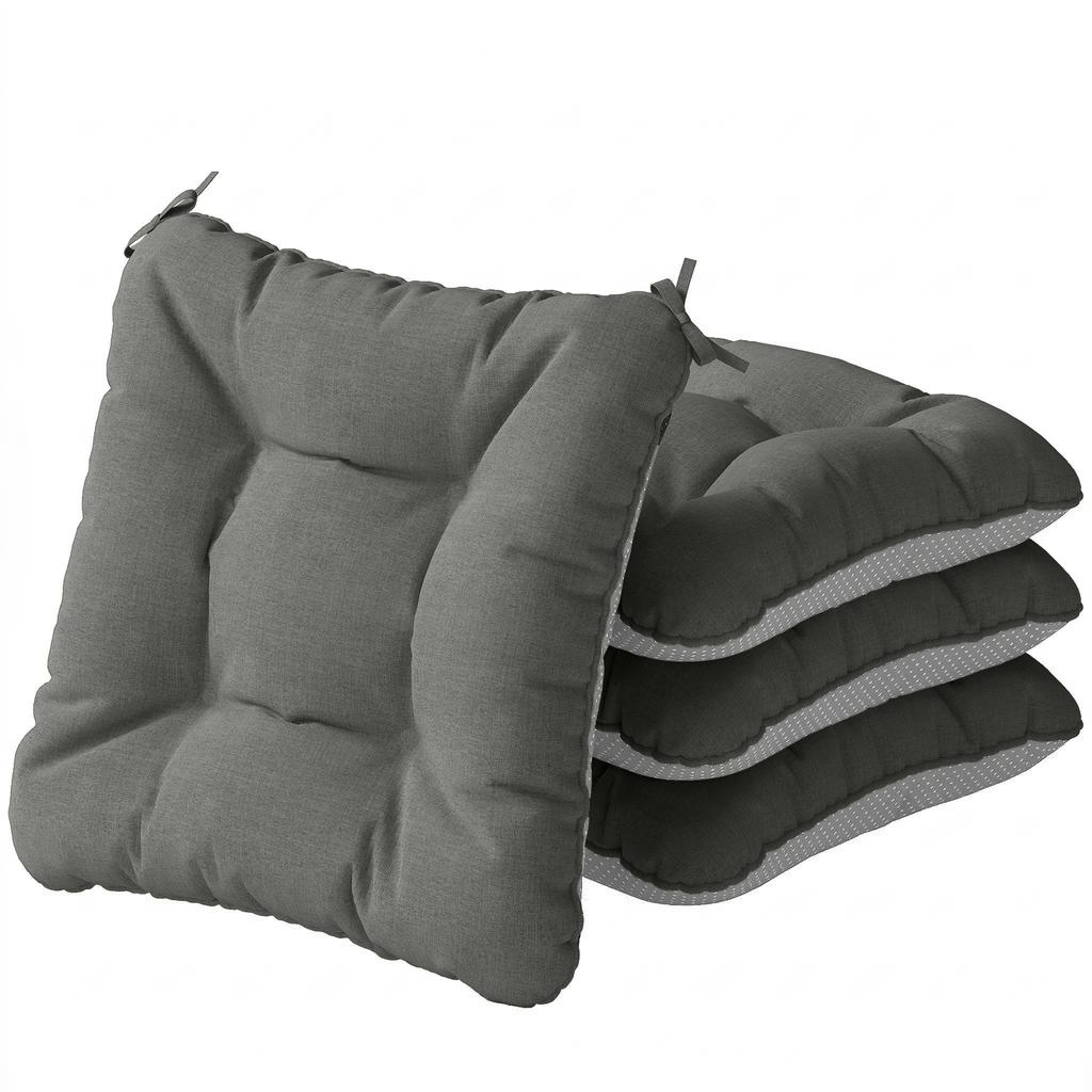 4-Piece Set Seat Cushions 39.5 X 39.5 X 10 Cm Chair Cushions with Ties, Non-Slip Outdoor Indoor Seat Pad