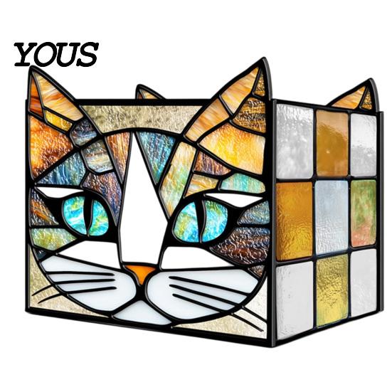 Multi Purpose Desktop Organizer Stained Glass Style Pen Holder, Unique Acrylic Organizer, 3D Exquisite Art Ornament Embossed Relief Pattern