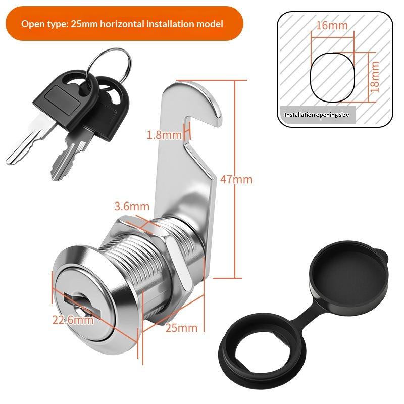 Zinc Alloy Cam Lock With Waterproof Cover Cabinet Drawer Mailbox Latch Lock With 2 Keys For Furniture