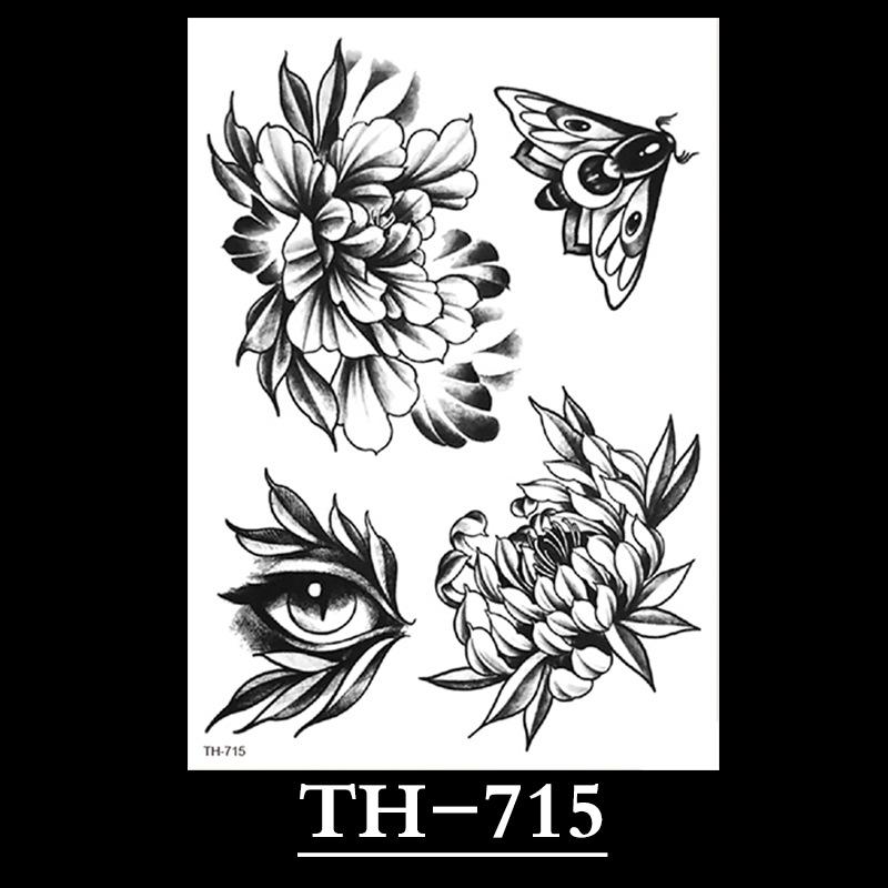 Flower Arm Tattoo Sticker, Half Arm Waterproof Tattoo Sticker, Sketch Line Tattoo Sticker Tattoo