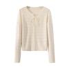 Sanpowa Women's Hollow Knit Long Sleeve Pullover