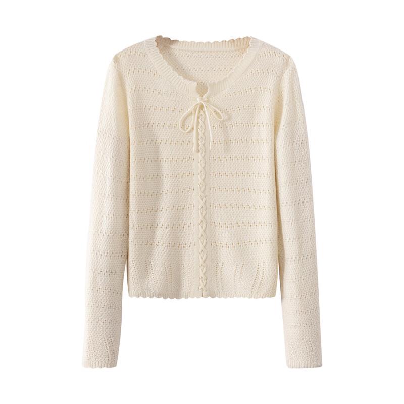Sanpowa Women's Hollow Knit Long Sleeve Pullover