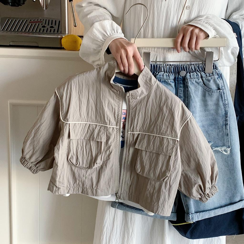 Children'S Coat Autumn New Boys Double Pocket Top Baby Spring Clothing Huzhou Zhili Children'S Clothing Trend