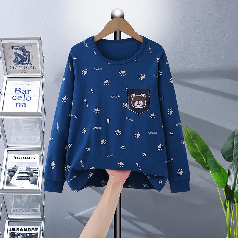 Fat Child Pure Cotton Pajama Set: Boys & Girls Warm Underwear, Plus-Size Base Layer, Autumn/Winter Sweater and Pants