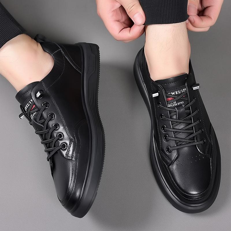 Men's trend casual board shoes youth Korean version of genuine leather men's sports shoes first layer cowhide flat shoes versatile leather shoes