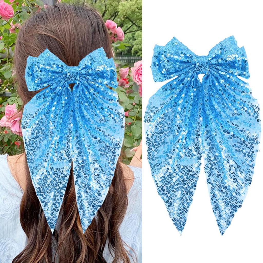 Elegante Pailletten Schleife Netzband Haarspange – Festliches Party Haaraccessoire