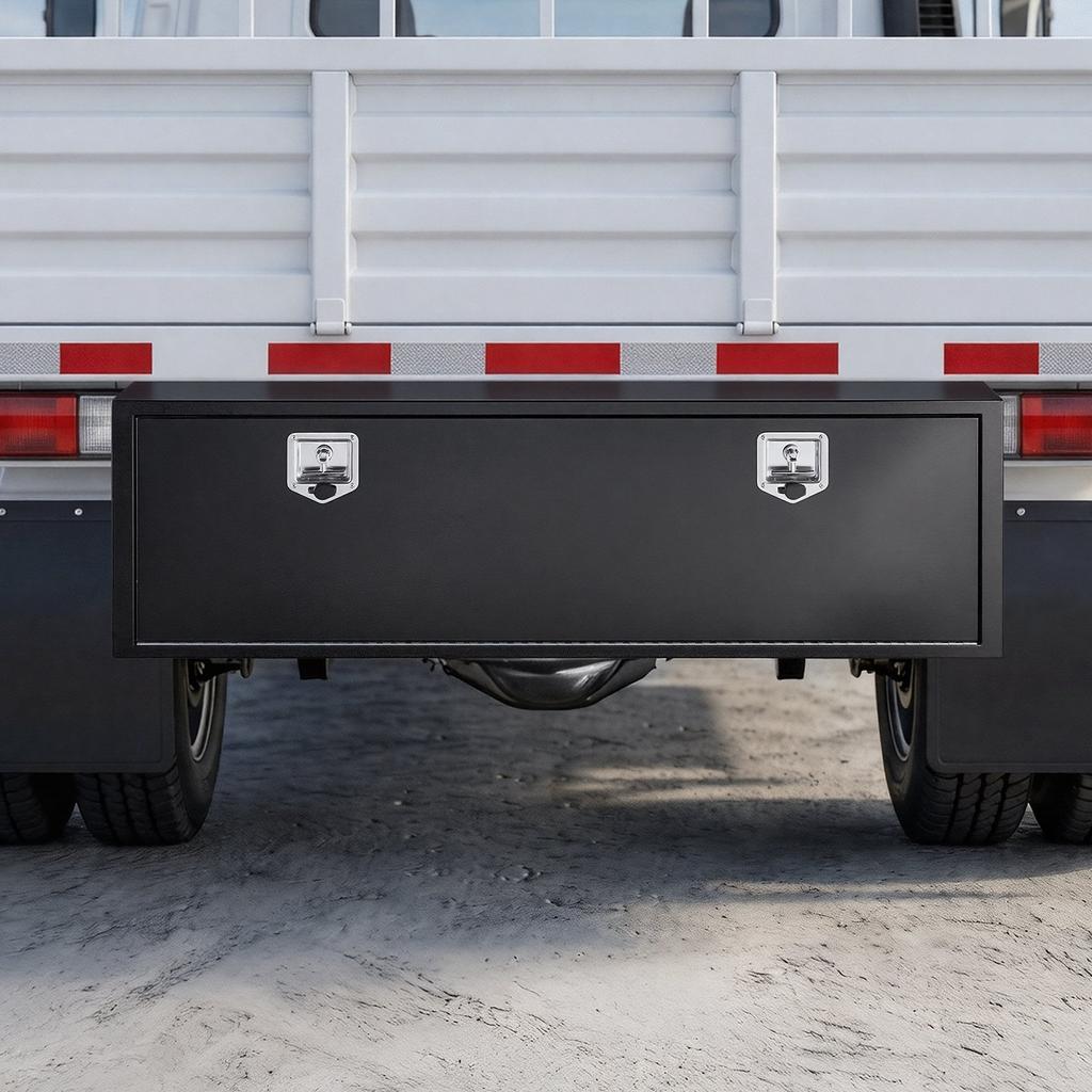 Underbody Truck Tool Box, 1524 x 457 x 457 mm Heavy Duty Steel Trailer Storage Box with Lock & Keys, Waterproof Trailer Storage Organizer Under Body
