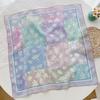 French Sweet and Cute Cotton and Linen Silk Scarf Women's Summer Floral Square Scarf Thin High-end Bag Head Tied Hair Streamer Decoration