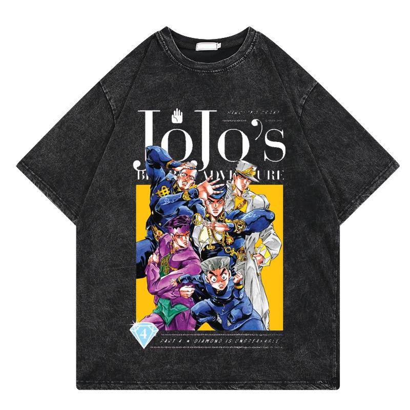 

Anime Jojo Bizarre Adventure Tshirt Graphic Printing Washed Tshirts Men Women Fashion Short Sleeve Casual Loose Yk Cotton Tops S