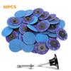 52Pcs 2 Inch Roll Lock Quick Change Discs Set Anding Discs With 1/4" Holder For Die Grinder Surface Prep Strip Grind Polish Fini