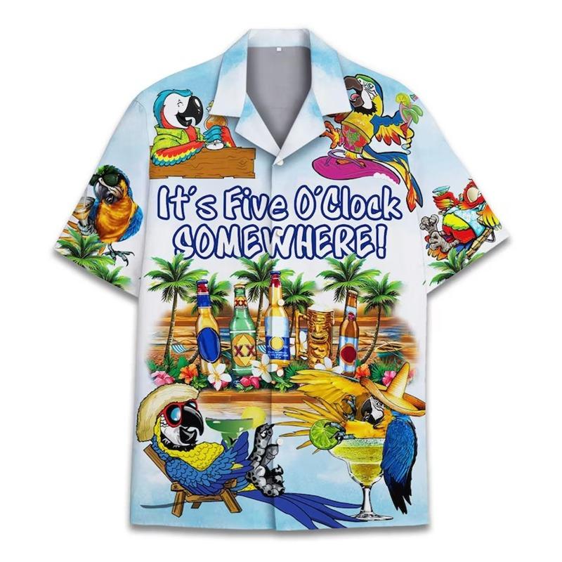 Camicia Hawaiana Estiva Unisex Gatto Pizza Dachshund Fantasia Divertente Casual Aloha Camicia Street Beach Vacanza Tendenza Moda Top Uomo