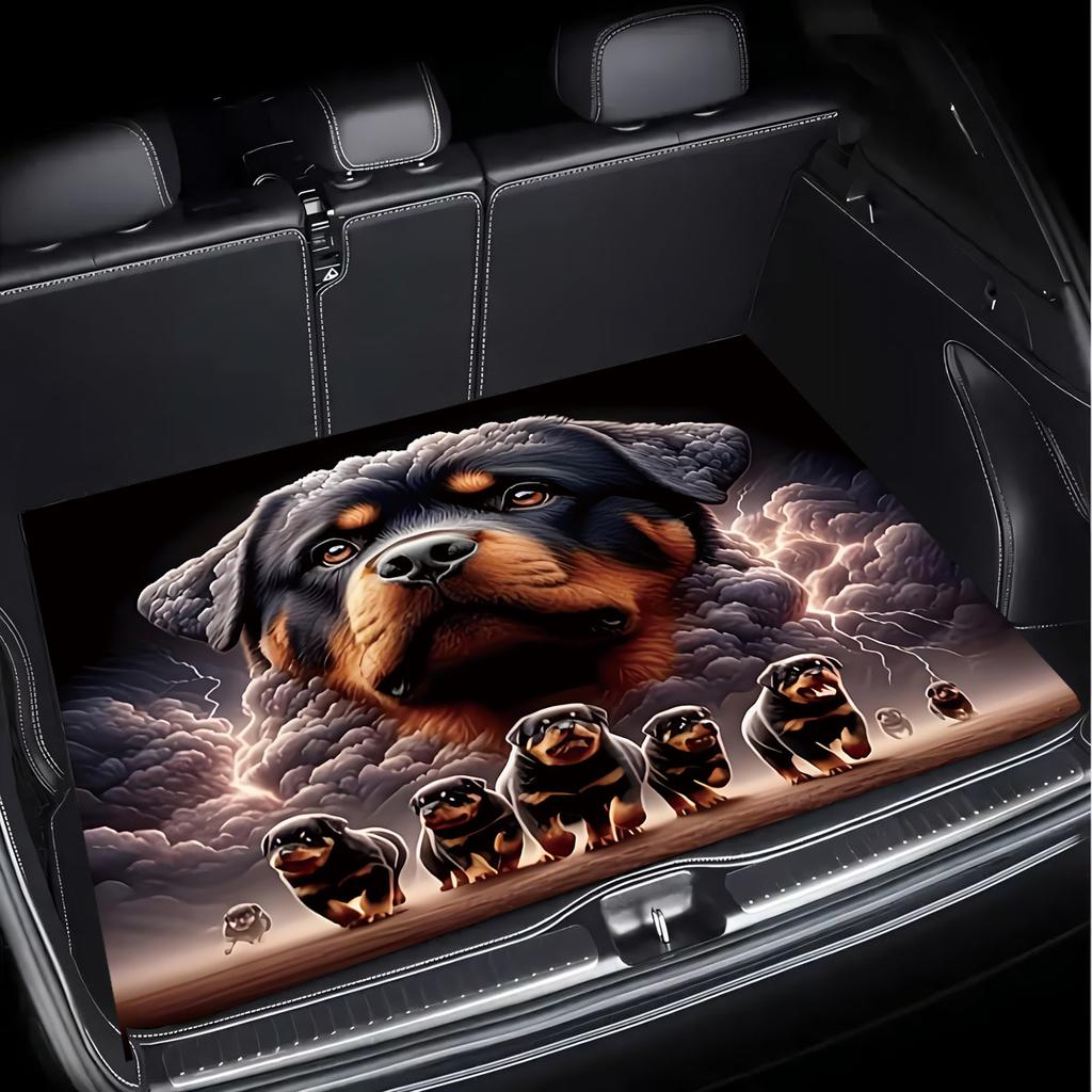 1Pcs Rottweiler Cloud Car Trunk Mat with Anti Slip Cargo Liner Waterproof Rear Storage Protector Floor Mat for SUV Sedan Vehicle