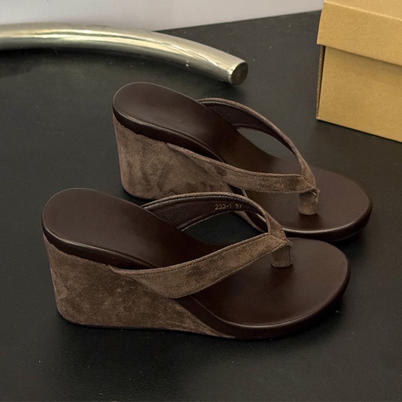 Wedges Women Slippers High Heels Clip Toe Shoes Designer Woman's Sandals Summer 2025 Flip Flops New Sandalias De Mujer