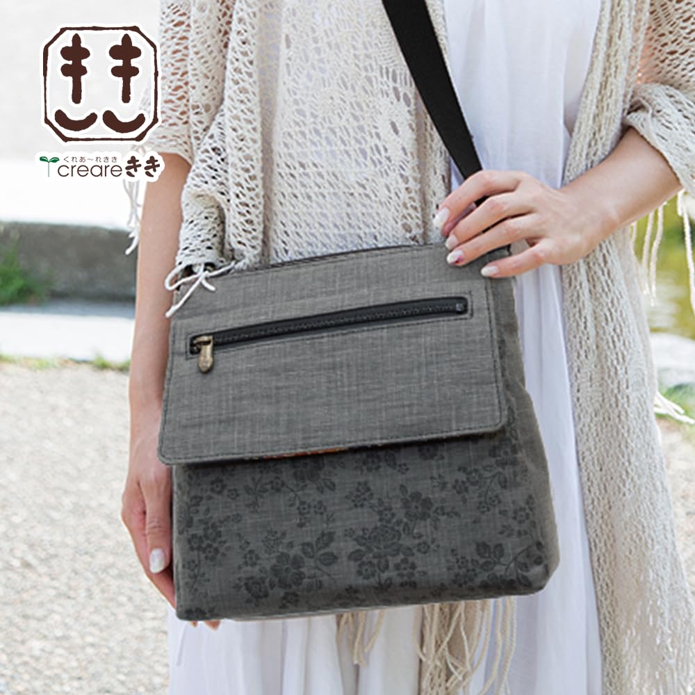 [creare Kiki] Damen Umhängetasche, Crossbody, Leicht, Hergestellt in Japan, Japanischer Stil, Yamaboshi Design, Mehrere Taschen, Geburtstagsgeschenk für Mama