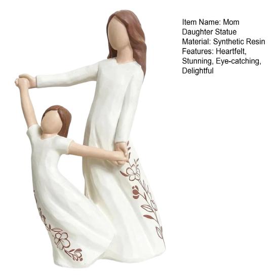 Gifts for Mom from Daughter, Hand Painted Resin Mother Daughter Figurine, Sentimental Mother's Day Gifts for Mom