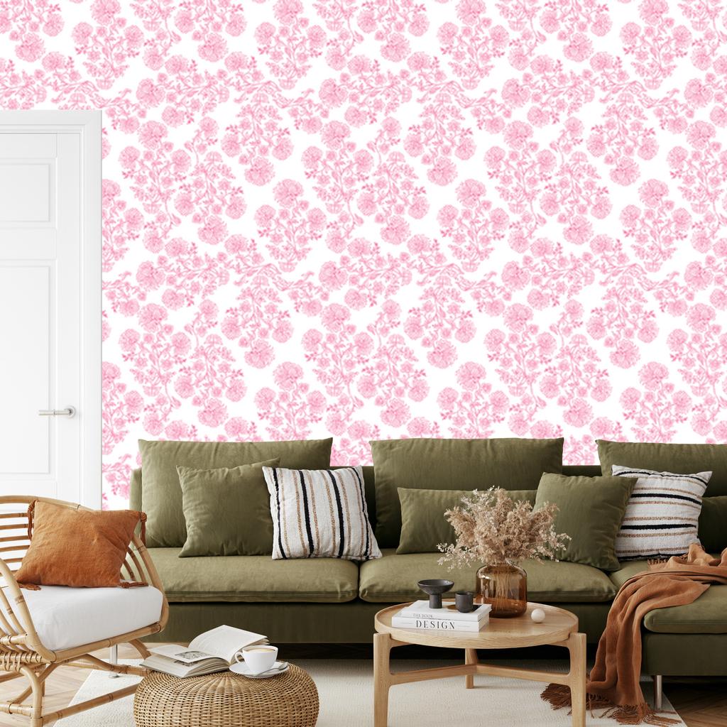 Powder pink flowers wallpaper, powder pink background for living room and bedroom 50x1000