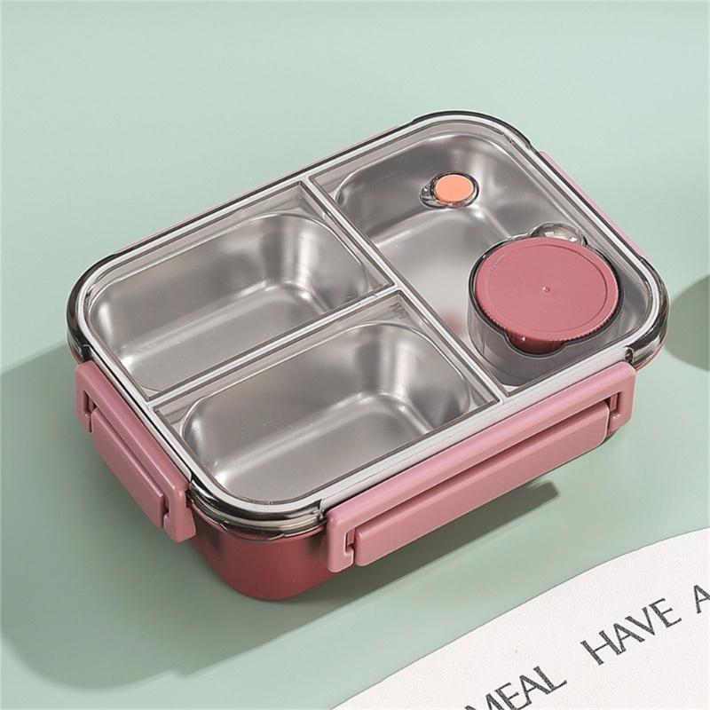 304 Stainless Steel Food Storage Container with Dividers Meal Box Portable Lunch Box for Office and Outdoor Use