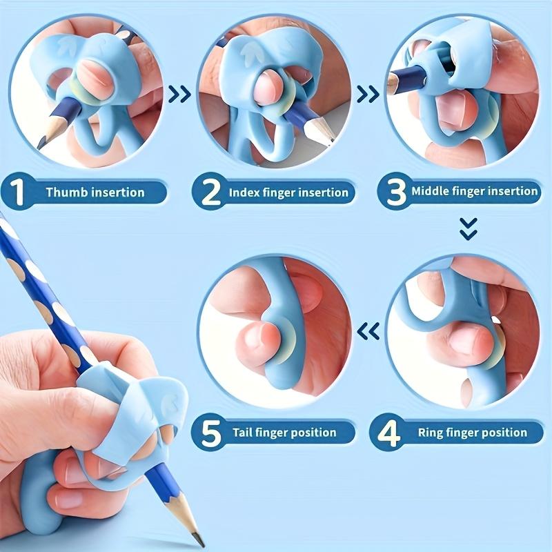 Silicone Pen Grip Correctors -Handwriting Practice Aid with Soft Rubber Pencil Holders,for Improved Posture & Error Correction