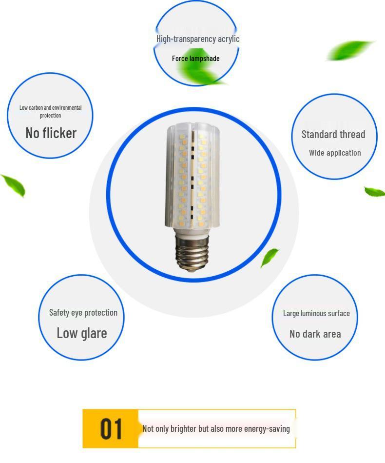 Oulanwei LED Corn Bulb E14/E27 Base Energy-Saving Bright Chandelier Lamp with Three-Color Change