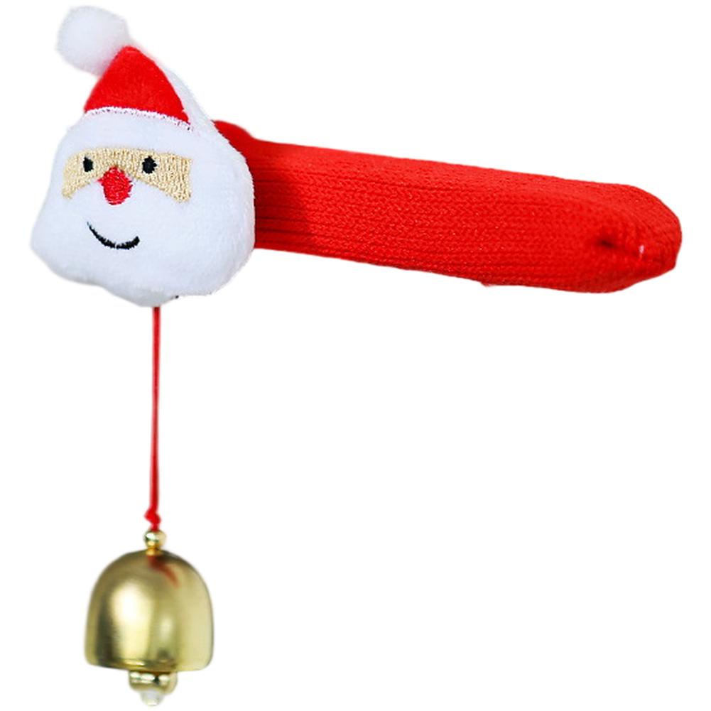 Santa Claus Reindeer Christmas Door Knob Cover Soft Cloth with Jingle Bell for Festive Holiday Room Decoration