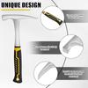 1pc High Carbon Steel Rock Pick Hammer, All-Steel Geological Claw Hammer with Non-Slip Rubber Handle, Brushed Finish