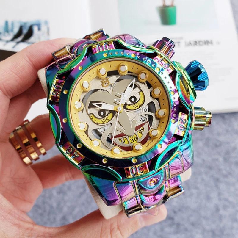 Montres-bracelets Quartz Invaincues Hommes Réserve Boulon Zeus Fonction Invincible Grand Cadran Joker Montre Homme Montre Originale Relogio Masculino