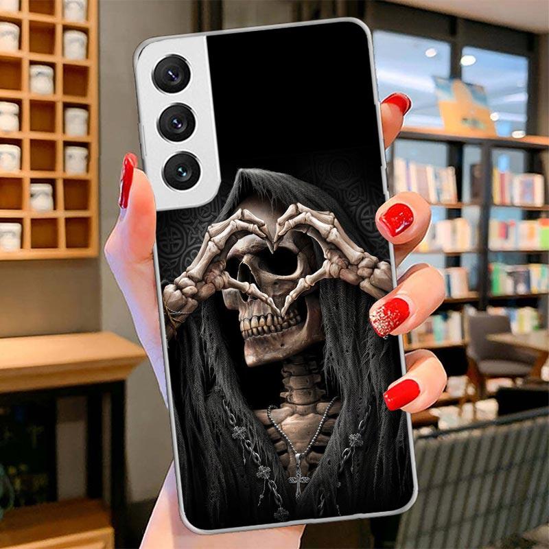 Grim Reaper Skull Skeleton Cover Phone Case For Samsung Galaxy S26 S25 Edge S24 Ultra S23 S22 Plus S21 S20 FE Soft Fundas Shell