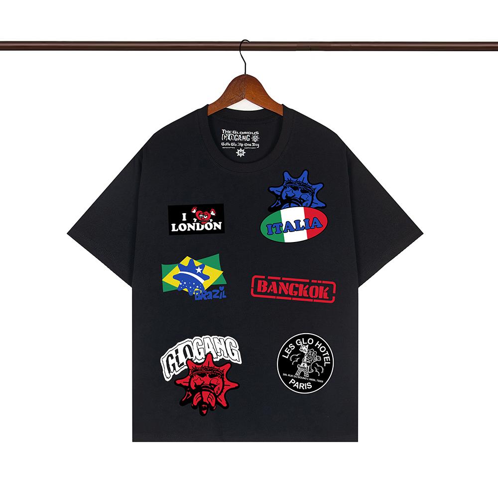 Streetwear Graffiti Farbmatch Buchstabe Kurzarm T-Shirts für Männer und Frauen Rundhalsausschnitt Baumwoll-Tees Oversized Hip Hop Tops