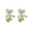 Summer Small Fresh Fabric Leaf Ear Hook, Sweet Little Fragrant Wind Earrings Crystal Fringed Lily Of The Valley Earrings