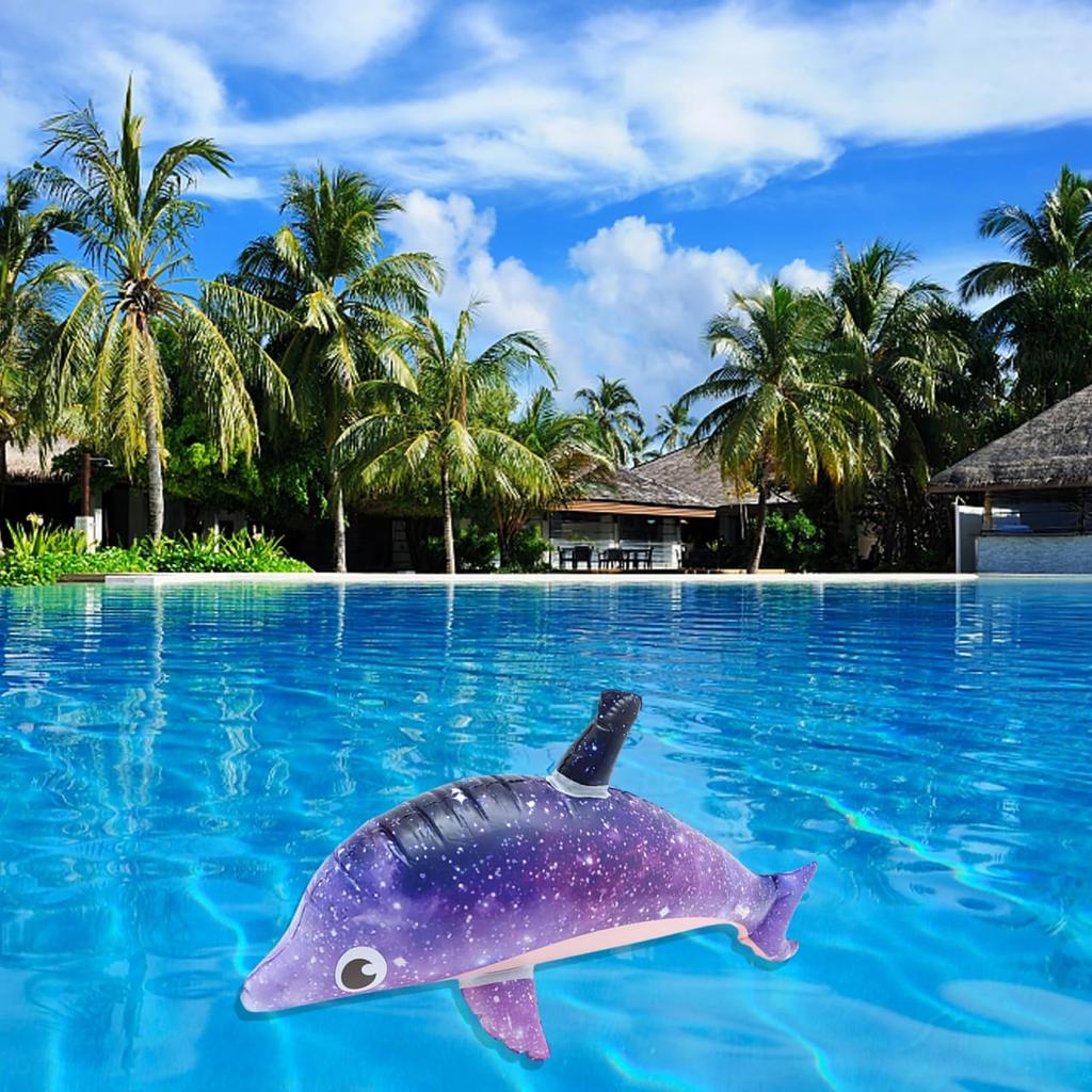 ibasenice Inflatable Dolphin 27.56 Inch Pool Float Toy for Kids, Water Play, Beach Party Decoration, Ride-On Float