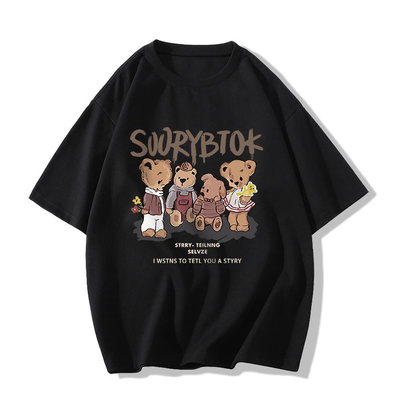 

Summer Fashion Round Neck Harajuku Y2K Loose Casual Cotton T-shirt Women Vintage Printing Pullover Tee Tops M чёрный