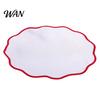 Farmhouse Placemat Scalloped Round Linen Machine Washable Heat Insulation Table Mat for Dining Protection Decoration