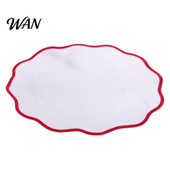 Farmhouse Placemat Scalloped Round Linen Machine Washable Heat Insulation Table Mat for Dining Protection Decoration