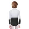 Boys Gymnastics Dance Leotard Turn Down Collar Long Sleeve Shiny Rhinestones Gradient Color Bodysuit