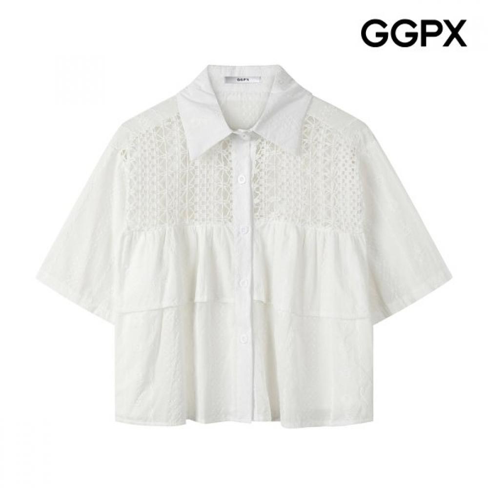 Ggpx New York Lace Tiered Button Up Shirt Gq5sh049f white/F