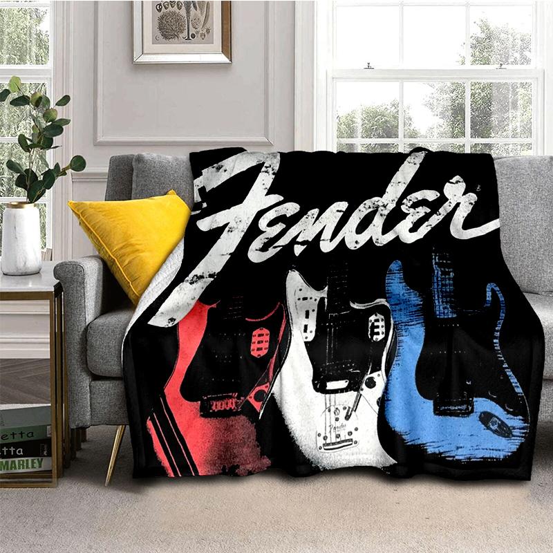 29 Stil Neu Fender Retro Gitarre Instrumente Musik Logo Decke, Weiche Überwurfdecke für Zuhause Schlafzimmer Bett Sofa Reise Picknickdecke