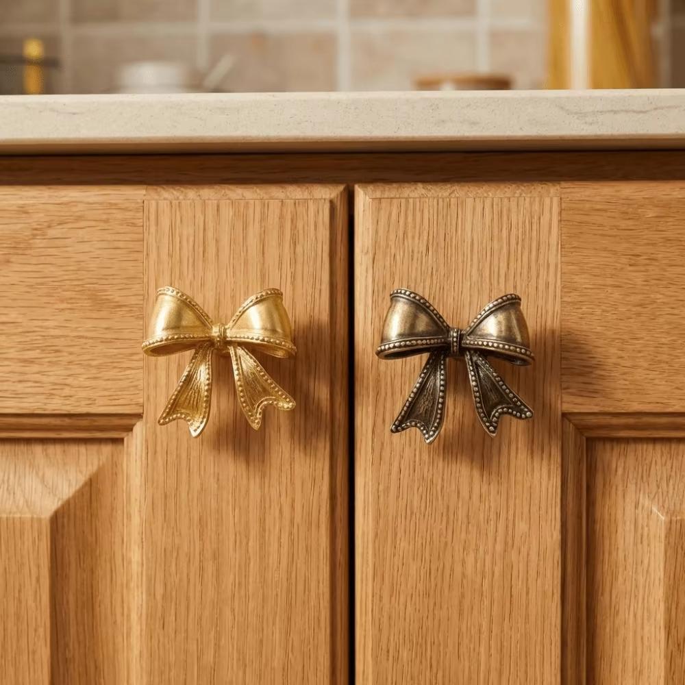Retro Bow Shape Bow Tie Brass Handle Home Decor Retro Style Bow Drawer Pulls Cabinet Pulls Wardrobe