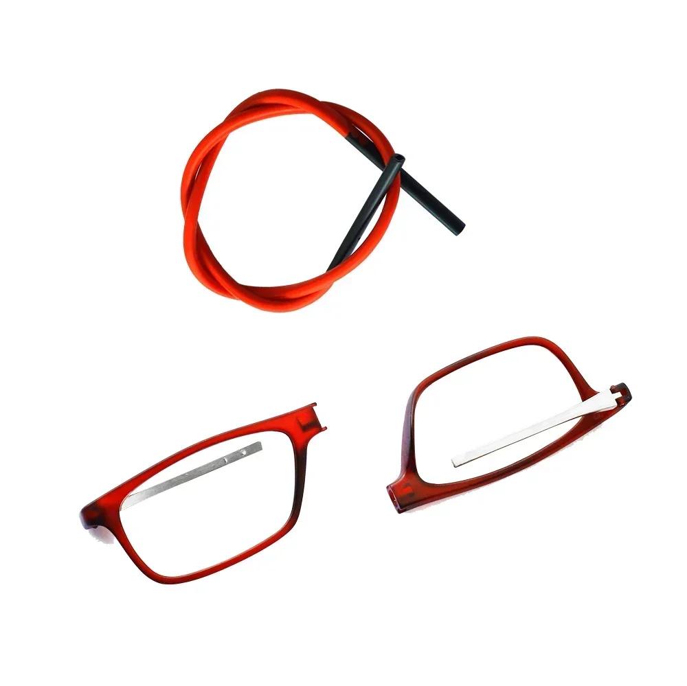 

Qgaop Модные Магнитные Очки для Чтения Подвесные на Шею Мягкие Дужки Пресбиопические Очки для Пожилых +3.5