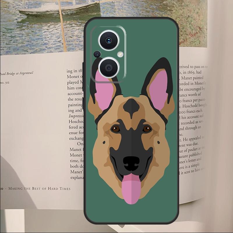 Cartoon German Shepherd Dog Cover For OPPO Reno 14 13 11 10 Pro 12F 11F 13F 14F 7 8 Lite OPPO Find X6 X5 X8 X9 Pro Case