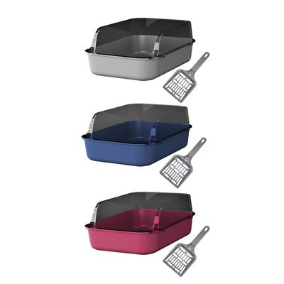 Open Litter Box Cat Litter Container Portable Anti Splashing for All Kinds of Cat Litter U Shape Lowered Front Semi Closed