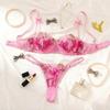 New Pink Embroidered Sexy Lingerie European and American Women's Flirting Sex Clothing Bra Spot