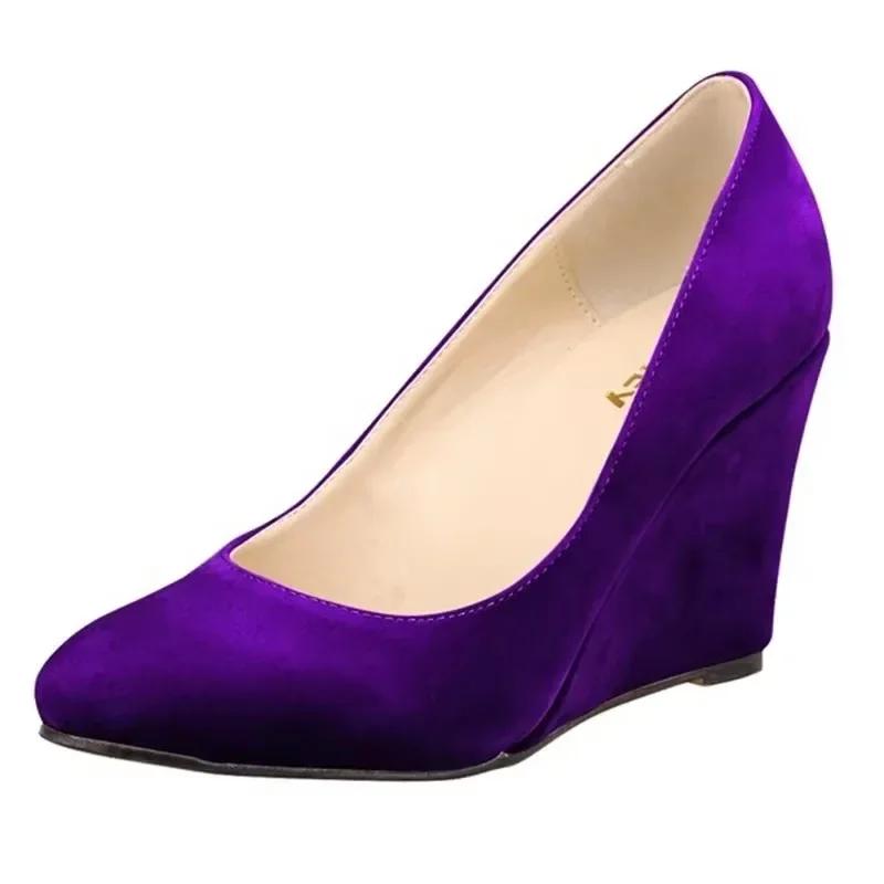 Damskor Kilklackar Vår Höst Klassiska Sexiga Spetsiga Tår Platå Höga Klackar Pumps Svart Kontorsdam Partyklänning Bröllopssko