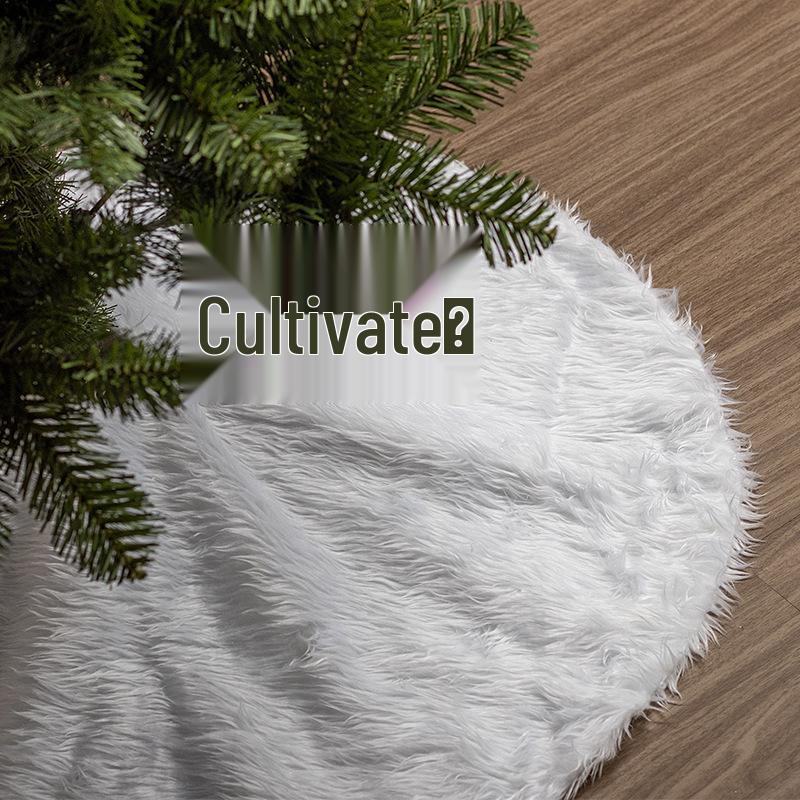 White Plush Christmas Tree Skirt & Floor Mat - 90CM/120CM