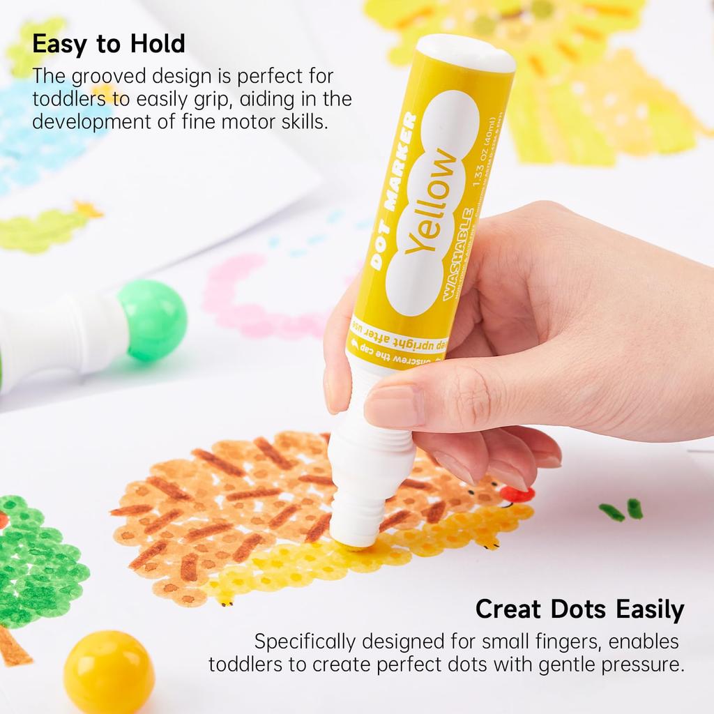 Shuttle Art Dot Marker 12 Color for Washable Color Includes Coloring Drawing Easy To Gift Pens, Set, 40ml, Water-Based, Washable, Kids, Pens, Book,